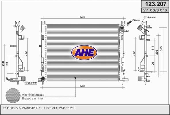 AHE 123.207 - Radiator, mühərrikin soyudulması furqanavto.az