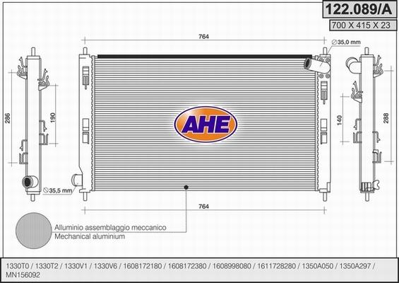 AHE 122.089/A - Radiator, mühərrikin soyudulması furqanavto.az