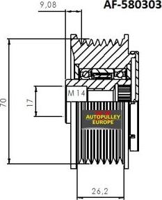 AINDE AF580303 - Kasnak, alternator, sərbəst dönərli mufta furqanavto.az