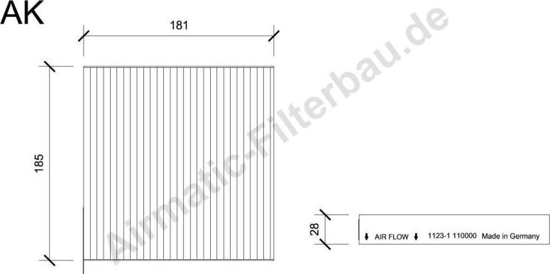 Airmatic IF1123-1 - Filtr, daxili hava furqanavto.az