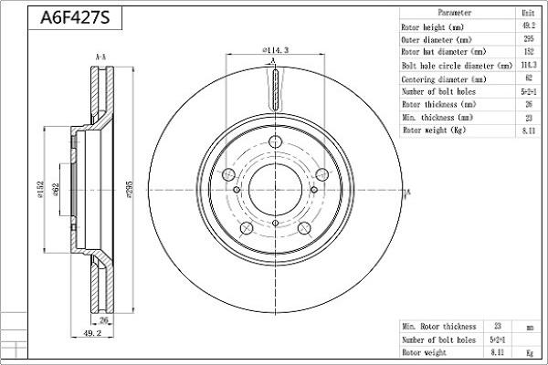 Aisin A6F427S - Əyləc Diski furqanavto.az