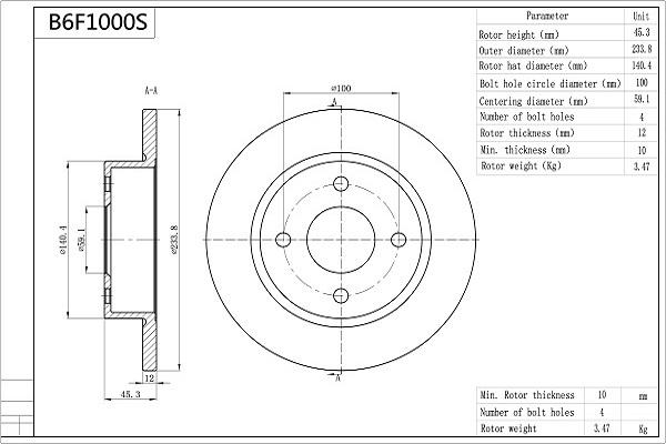 Aisin B6F1000S - Əyləc Diski furqanavto.az