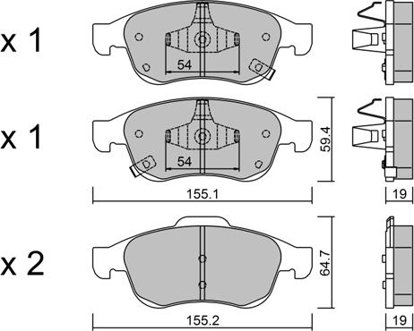 Aisin BPFI-1043 - Əyləc altlığı dəsti, əyləc diski furqanavto.az