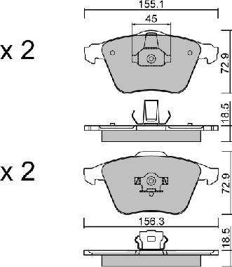 Aisin BPFO-1010 - Əyləc altlığı dəsti, əyləc diski furqanavto.az