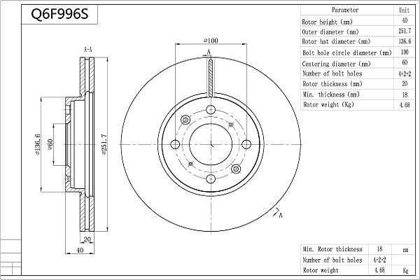 Aisin Q6F996S - Əyləc Diski furqanavto.az