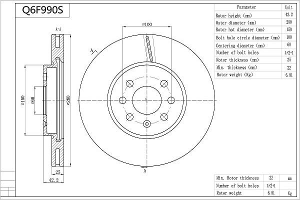 Aisin Q6F990S - Əyləc Diski furqanavto.az