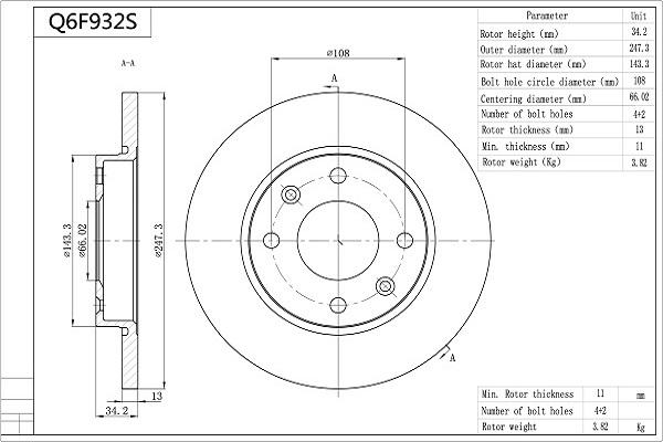 Aisin Q6F932S - Əyləc Diski furqanavto.az