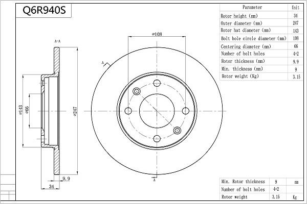 Aisin Q6R940S - Əyləc Diski www.furqanavto.az