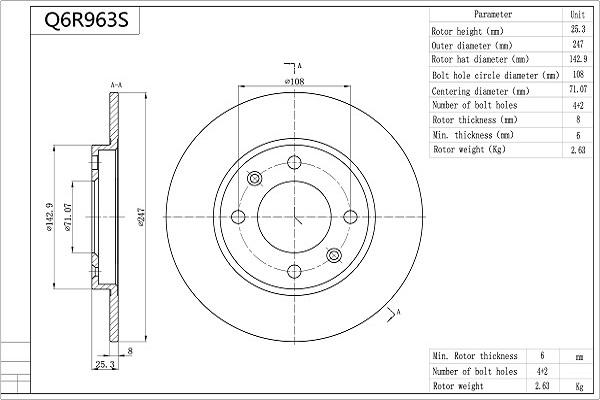 Aisin Q6R963S - Əyləc Diski furqanavto.az