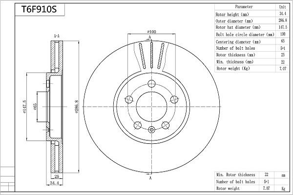 Aisin T6F910S - Əyləc Diski furqanavto.az