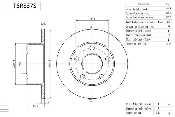 Aisin T6R837S - Əyləc Diski furqanavto.az