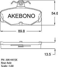 Akebono AN-4415K - Əyləc altlığı dəsti, əyləc diski furqanavto.az