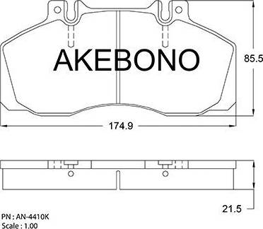 Akebono AN-4410K - Əyləc altlığı dəsti, əyləc diski furqanavto.az