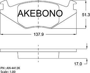 Akebono AN-4413K - Əyləc altlığı dəsti, əyləc diski furqanavto.az