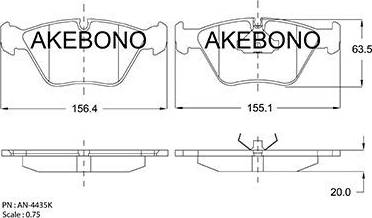 Akebono AN-4435K - Əyləc altlığı dəsti, əyləc diski furqanavto.az