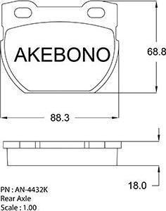 Akebono AN-4432KE - Əyləc altlığı dəsti, əyləc diski furqanavto.az