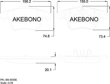 Akebono AN-4555K - Əyləc altlığı dəsti, əyləc diski furqanavto.az