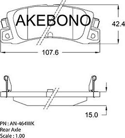 Akebono AN-464WK - Əyləc altlığı dəsti, əyləc diski furqanavto.az