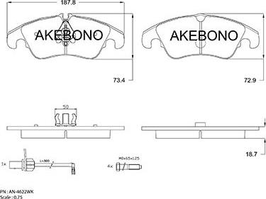 Akebono AN-4622WK - Əyləc altlığı dəsti, əyləc diski furqanavto.az