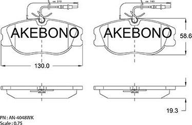 Akebono AN-4048WK - Əyləc altlığı dəsti, əyləc diski furqanavto.az