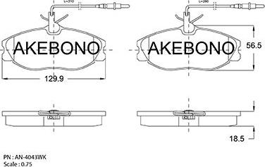 Akebono AN-4043WKE - Əyləc altlığı dəsti, əyləc diski furqanavto.az