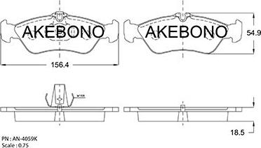 Akebono AN-4059KE - Əyləc altlığı dəsti, əyləc diski furqanavto.az