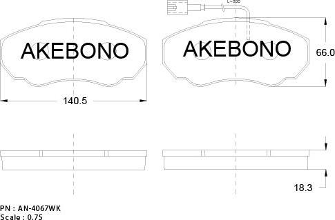 Akebono AN-4067WKE - Əyləc altlığı dəsti, əyləc diski furqanavto.az