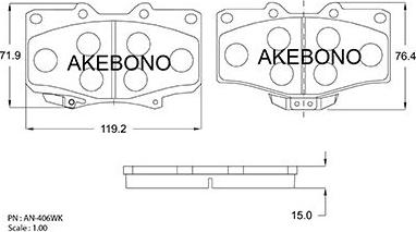 Akebono AN-406WK - Əyləc altlığı dəsti, əyləc diski furqanavto.az