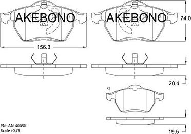 Akebono AN-4005KE - Əyləc altlığı dəsti, əyləc diski furqanavto.az