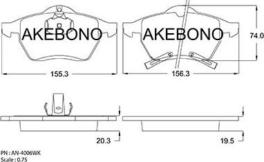 Akebono AN-4006WKE - Əyləc altlığı dəsti, əyləc diski furqanavto.az