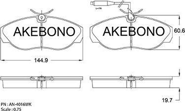 Akebono AN-4016WK - Əyləc altlığı dəsti, əyləc diski furqanavto.az