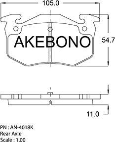 Akebono AN-4018KE - Əyləc altlığı dəsti, əyləc diski furqanavto.az