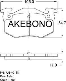 Akebono AN-4018K - Əyləc altlığı dəsti, əyləc diski furqanavto.az