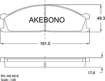 Akebono AN-401KE - Əyləc altlığı dəsti, əyləc diski furqanavto.az