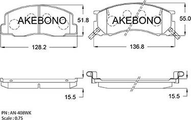 Akebono AN-408WKE - Əyləc altlığı dəsti, əyləc diski furqanavto.az