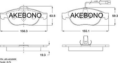 Akebono AN-4038WKE - Əyləc altlığı dəsti, əyləc diski furqanavto.az