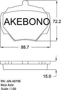 Akebono AN-4079K - Əyləc altlığı dəsti, əyləc diski furqanavto.az
