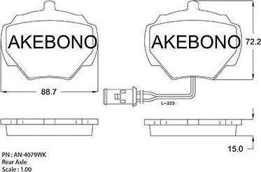 Akebono AN-4079WK - Əyləc altlığı dəsti, əyləc diski furqanavto.az