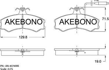 Akebono AN-4074WKE - Əyləc altlığı dəsti, əyləc diski furqanavto.az