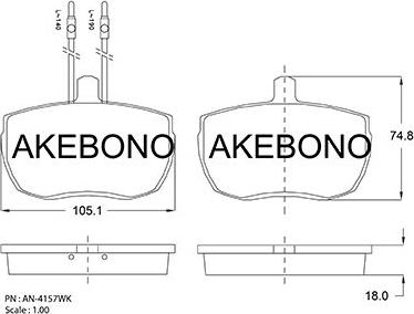 Akebono AN-4157WKE - Əyləc altlığı dəsti, əyləc diski furqanavto.az