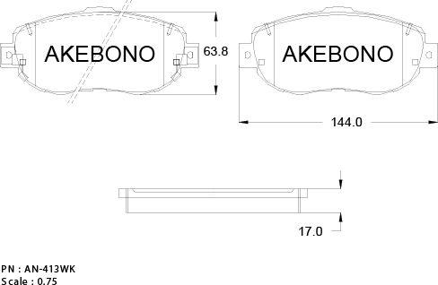 Akebono AN-413WKE - Əyləc altlığı dəsti, əyləc diski furqanavto.az