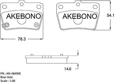 Akebono AN-484WK - Əyləc altlığı dəsti, əyləc diski furqanavto.az