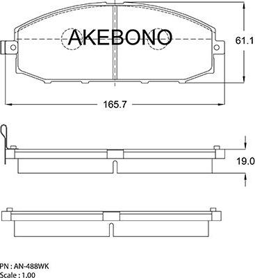 Akebono AN-488WK - Əyləc altlığı dəsti, əyləc diski furqanavto.az