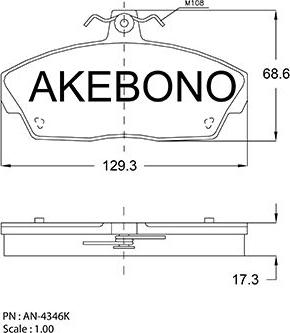 Akebono AN-4346KE - Əyləc altlığı dəsti, əyləc diski furqanavto.az