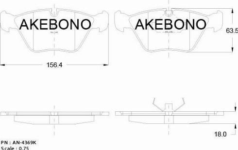 Akebono AN-4369KE - Əyləc altlığı dəsti, əyləc diski furqanavto.az