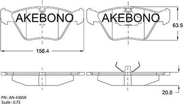 Akebono AN-4305KE - Əyləc altlığı dəsti, əyləc diski furqanavto.az