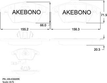 Akebono AN-4306WK - Əyləc altlığı dəsti, əyləc diski furqanavto.az