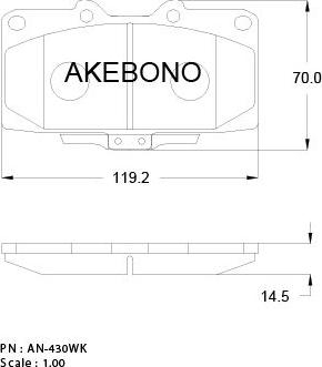 Akebono AN-430WKE - Əyləc altlığı dəsti, əyləc diski furqanavto.az