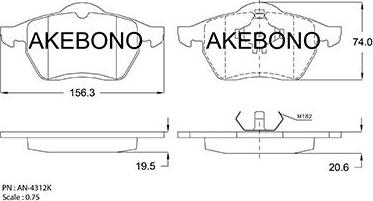 Akebono AN-4312KE - Əyləc altlığı dəsti, əyləc diski www.furqanavto.az