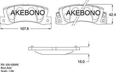 Akebono AN-438WK - Əyləc altlığı dəsti, əyləc diski furqanavto.az